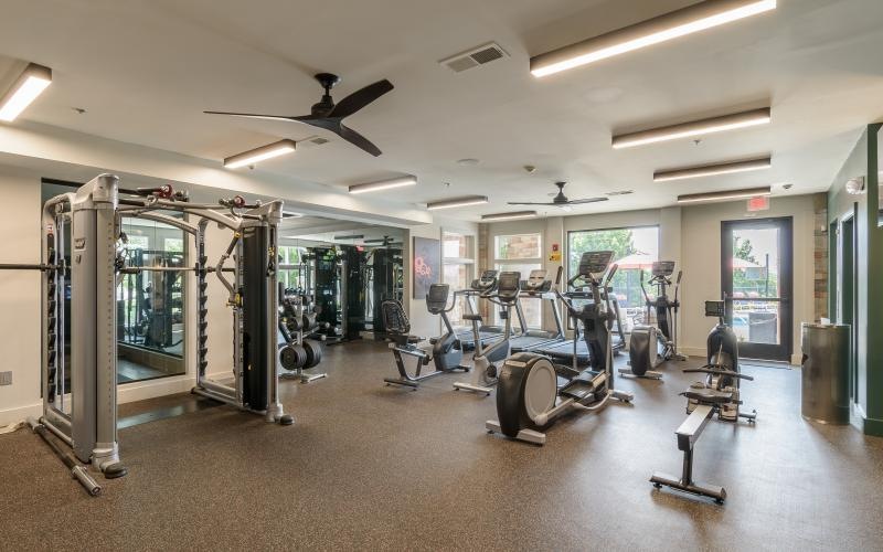 a gym with exercise equipment