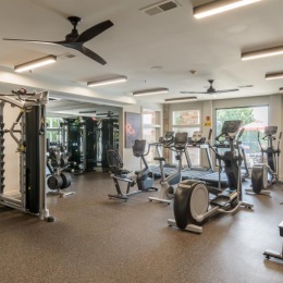 a gym with exercise equipment